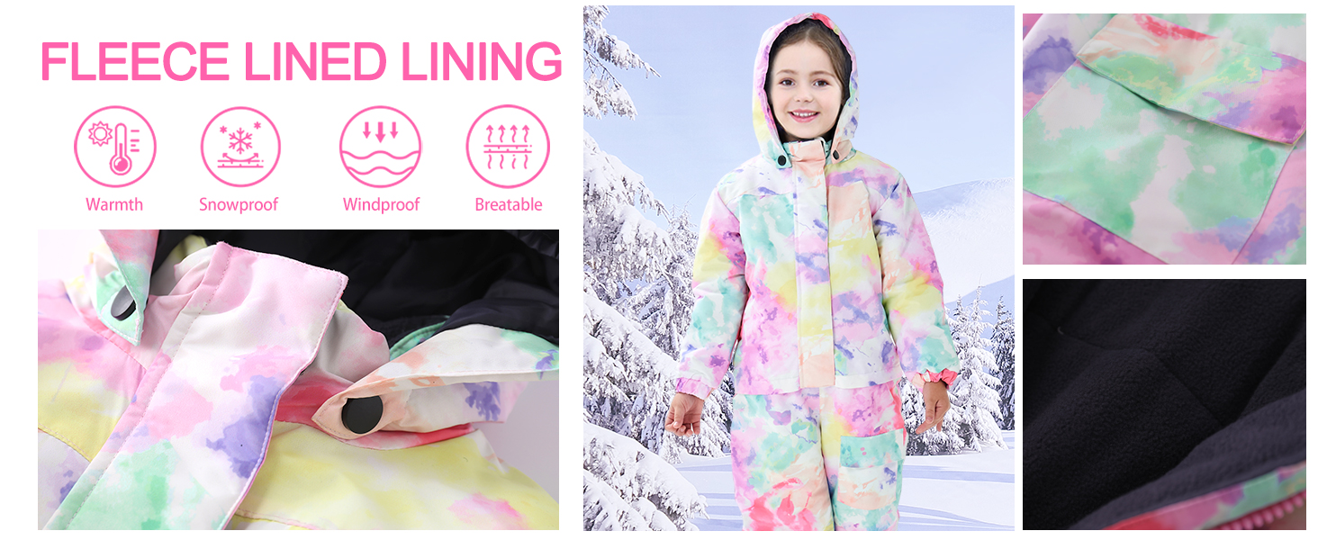 tie dye patterns printed warm jumpsuit for kids jacket with pants