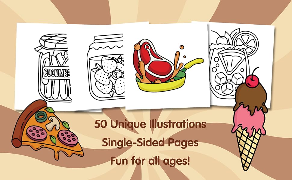 50 unique illustrations. Single-sided pages. Fun for all ages.