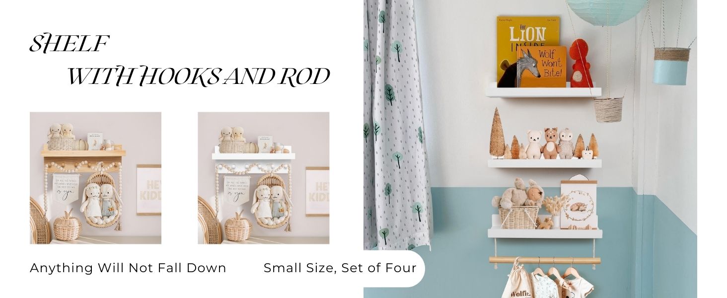 COMAX Kids Floating Book Shelves for Wall Nursery, Hanging