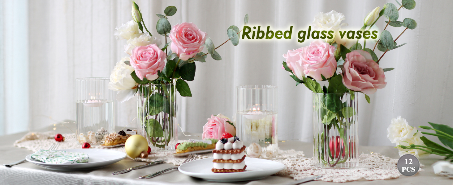 6 Inches Clear Ribbed Bud Vases