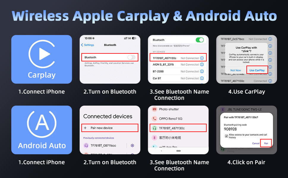 【2024 Newest Lens Flip】 10.26''Wireless CarPlay Screen for
