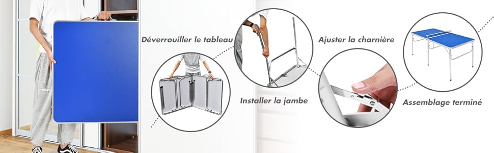 RELAX4LIFE Table De Ping-Pong Pliable Avec 2 Raquettes, Table De Tennis Portable Avec 2 Balles Et Filet Pour Intérieur/Extérieur, Armature En Alu Et 6 Pieds Antidérapants, 152X76X76CM, Rouge 14 5