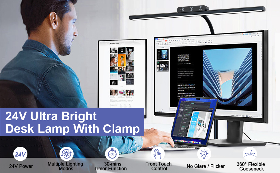EppieBasic Desk Lamp, Bright LED Desk Lamp With Clamp, EyeCaring