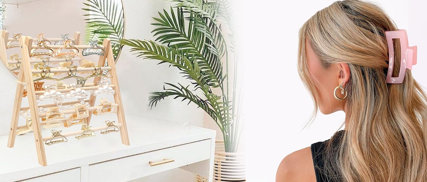 OAOLEER Large Claw Clip Organizer Holder, Hanging PVC Hair