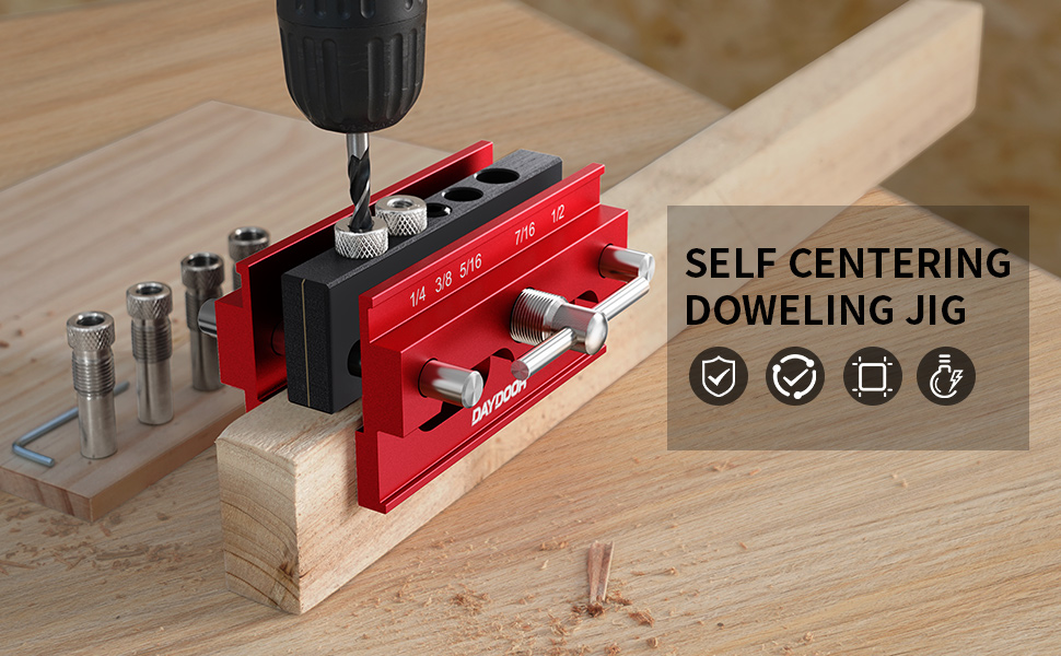 DAYDOOR Self Centering Dowel Jig Kit Drilling Guide Woodworking Joints