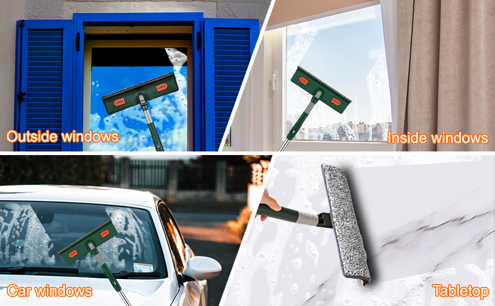 IULONEE Squeegee Window Cleaner 2 in 1 Rotatable Window