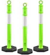 RoadHero 45 Inch 3 Pack Delineator Post with Base, Lime Green Traffic Delineator Posts Cones with...