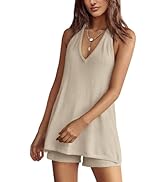 Panadila Womens Summer Two Piece Sets Beach Vacation Outfits Halter Neck Tank Top and Shorts Set ...