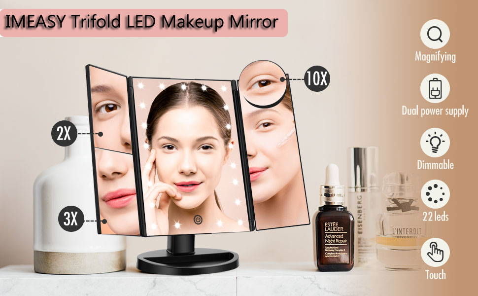 IMEASY TRIFOLD LED MAKEUP MIRROR