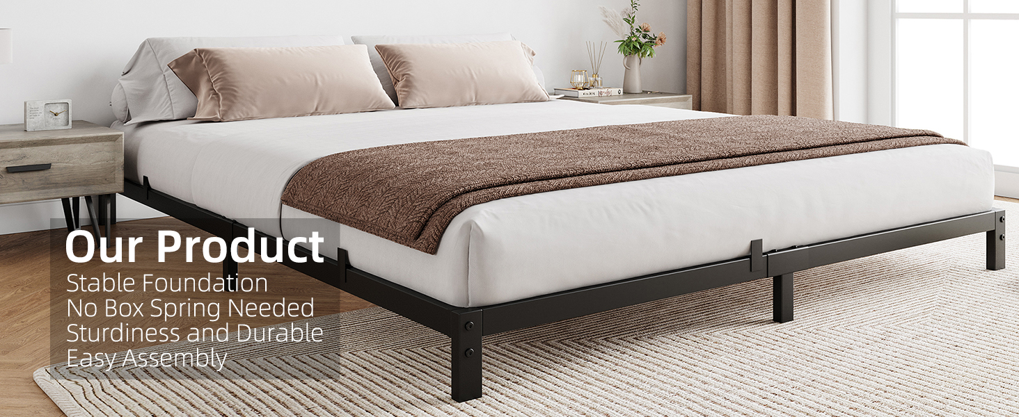 GarveeHome 6 Inch Full Bed Frame No Box Spring Needed, Low