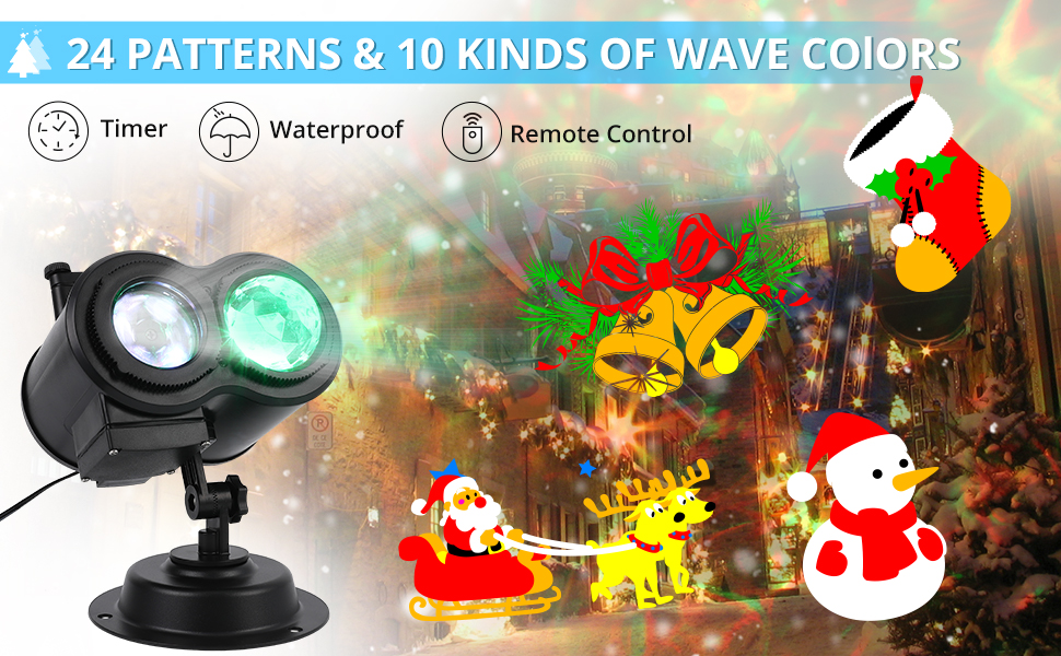 Halloween Projector Lights Outdoor, LUNSY Christmas LED Projection Light 2in1 Outdoor Garden