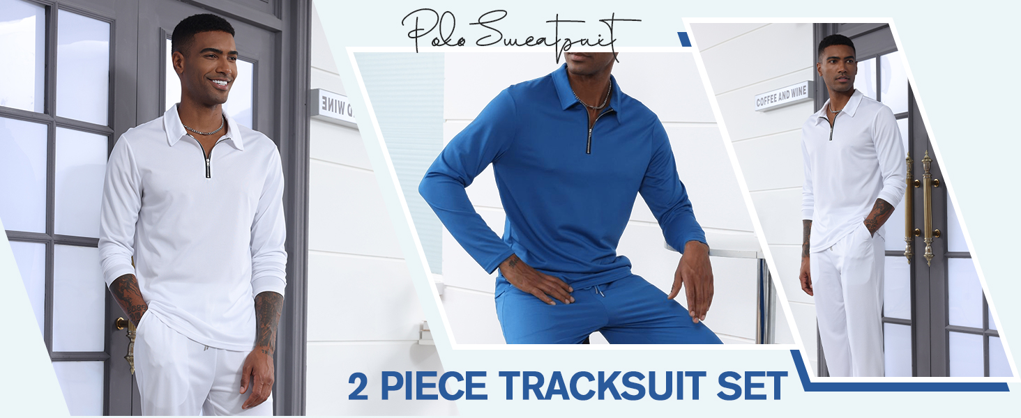 Men's Tracksuit 2 Piece Quarter Zip Sweatsuit Sets