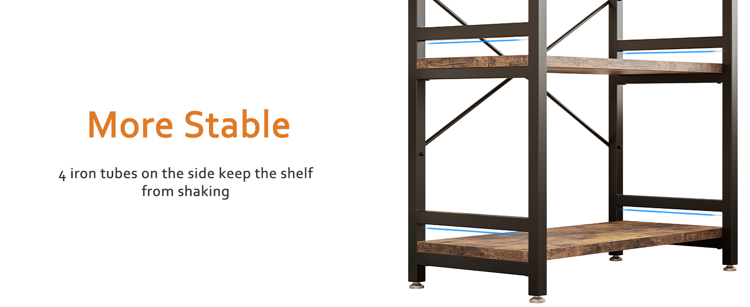 IRONCK Bakers Rack with Power Outlet, Microwave Stand with