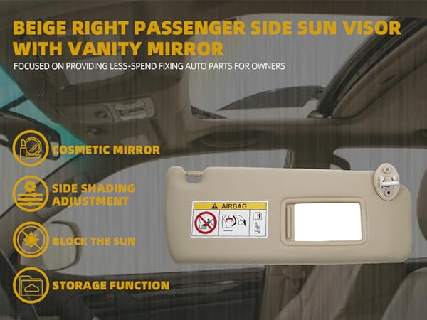 Amazon.com: Dasbecan Beige Right Passenger Side Sun Visor