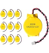 EEMB 10 Pack CMOS Batteries CR2032 3V Lithium Battery with 2 Pin 2 Wire Cable and MOLEX Connector...
