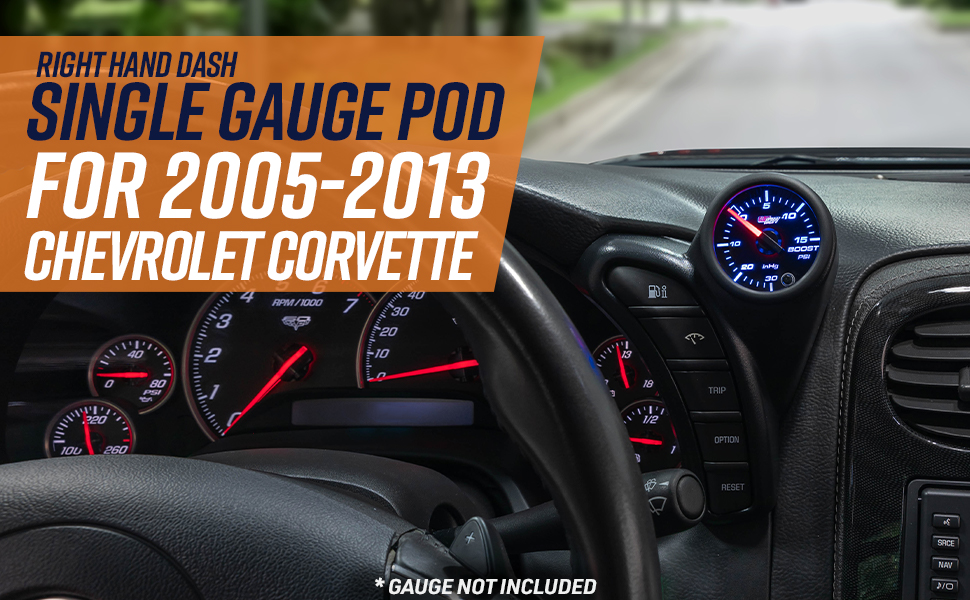 GlowShift Black Single Dashboard Gauge Pod Compatible with