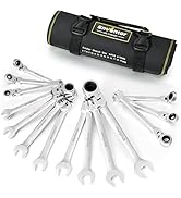 Enventor 14 Pieces Ratcheting Wrench Set, Metric 6-19mm, 180° Flex Head, CR-V Steel, 72-Teeth, 12...