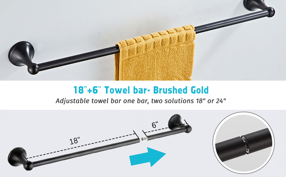 4 Piece Bathroom Accessory Set(Adjustable Towel Bar, Towel