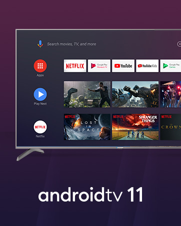 Blaupunkt TV showing androidtv11 home screen