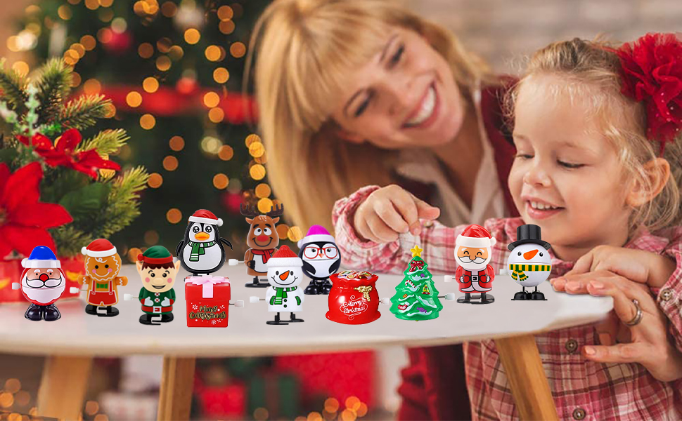 12 Pack Christmas WindUp Toys for Kids Party Favors, Christmas