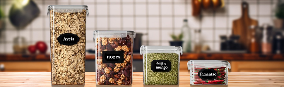 Kit 15 Potes Tampa Hermético Porta Alimentos Mantimentos Armário Cozinha…