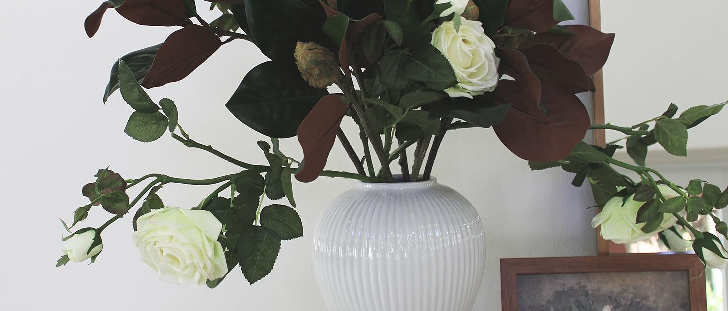 White Ribbed Design Ginger Jar