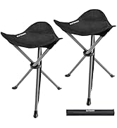 OUTSKIRT 2 Pack Extra Tall Folding Tripod Stools, 22.4” High Portable Camping Stools for Adults, ...