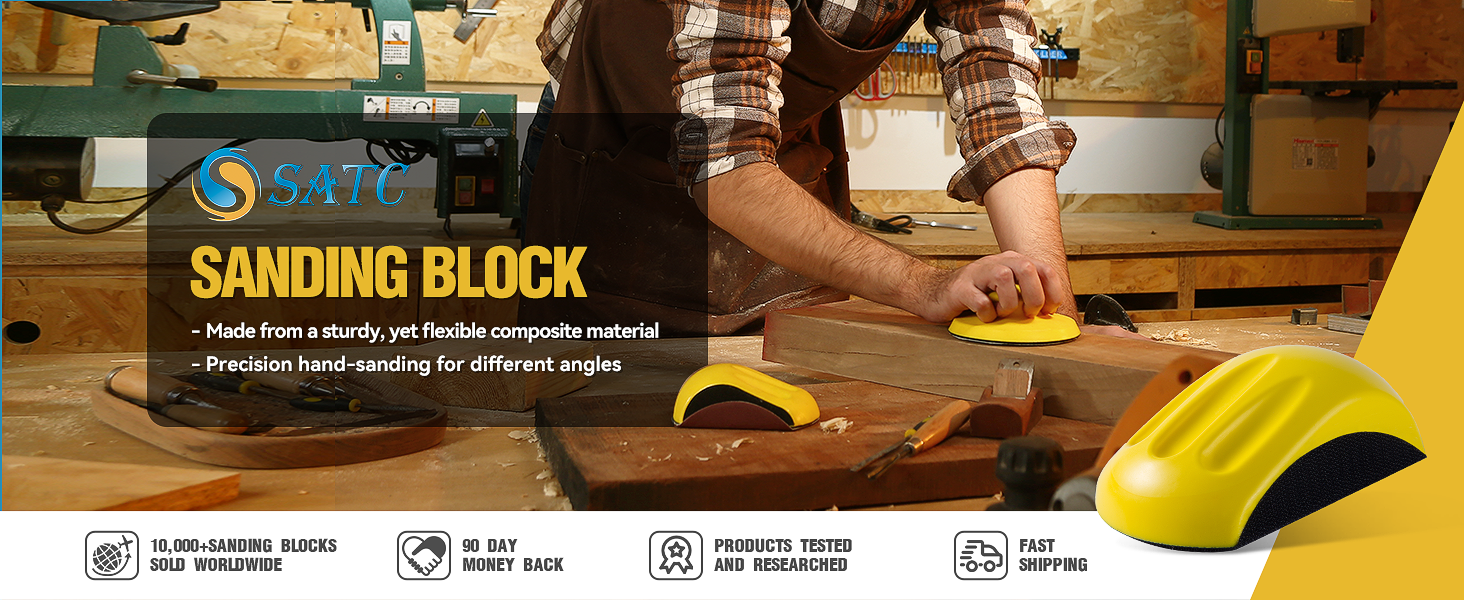 S SATC Sanding Blocks 5 Inch Hook and Loop Sanding Block 2 PCS Round