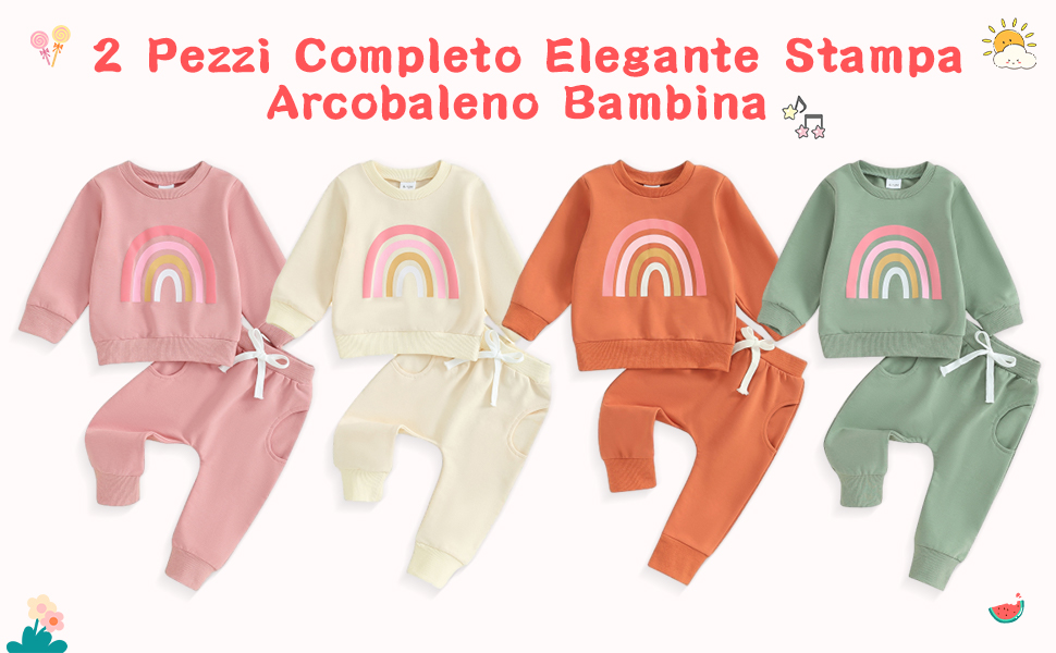 2 Piece Baby Girl Tracksuit Rainbow Print