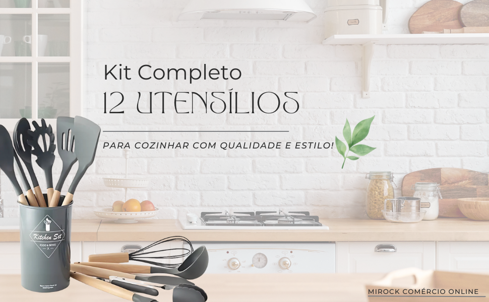 Kit De Utensílios De Cozinha Em Silicone, Cabo De Madeira, Resistentes E Duráveis, Antiaderentes