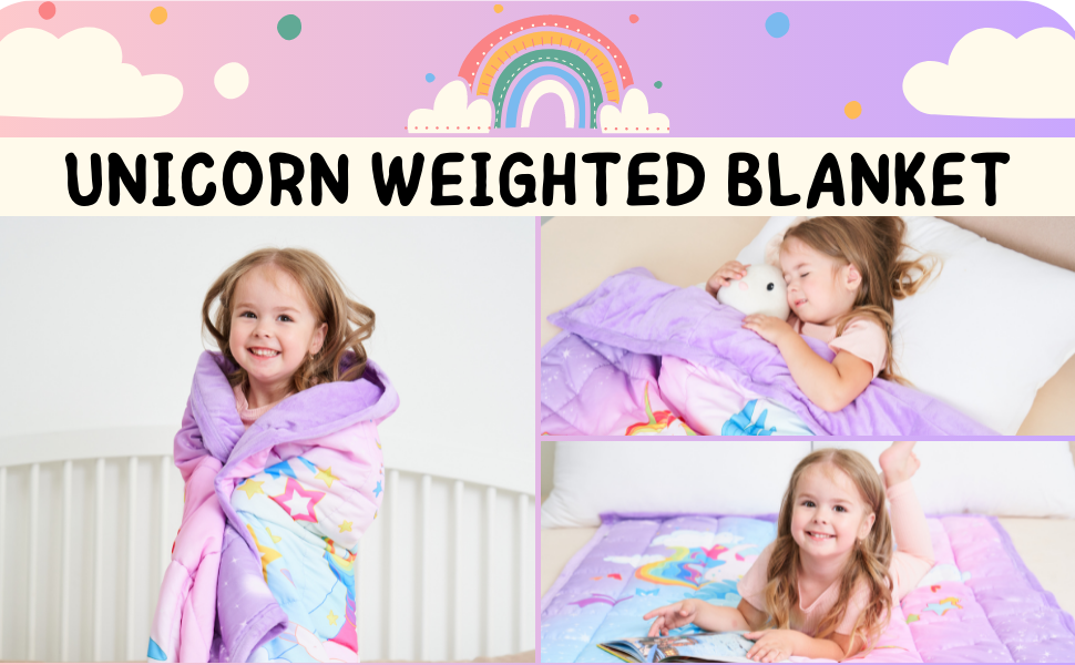 HAOWANER Minky Unicorn Weighted Blanket for Girls, Weighted