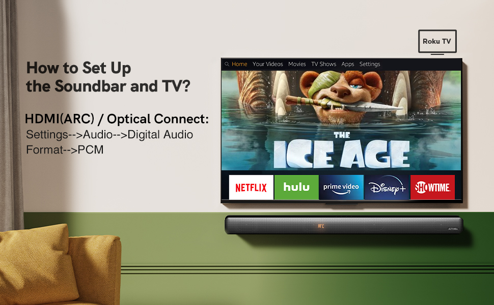 ULTIMEA Sound Bars for TV, 100W TV Speakers Soundbar for Surround 3D