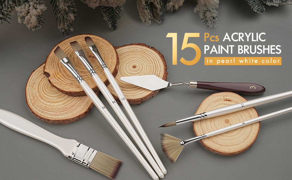 Acrylic Paint Brushes Artist Paint Brush Set of 15 Acrylic Oil Paint