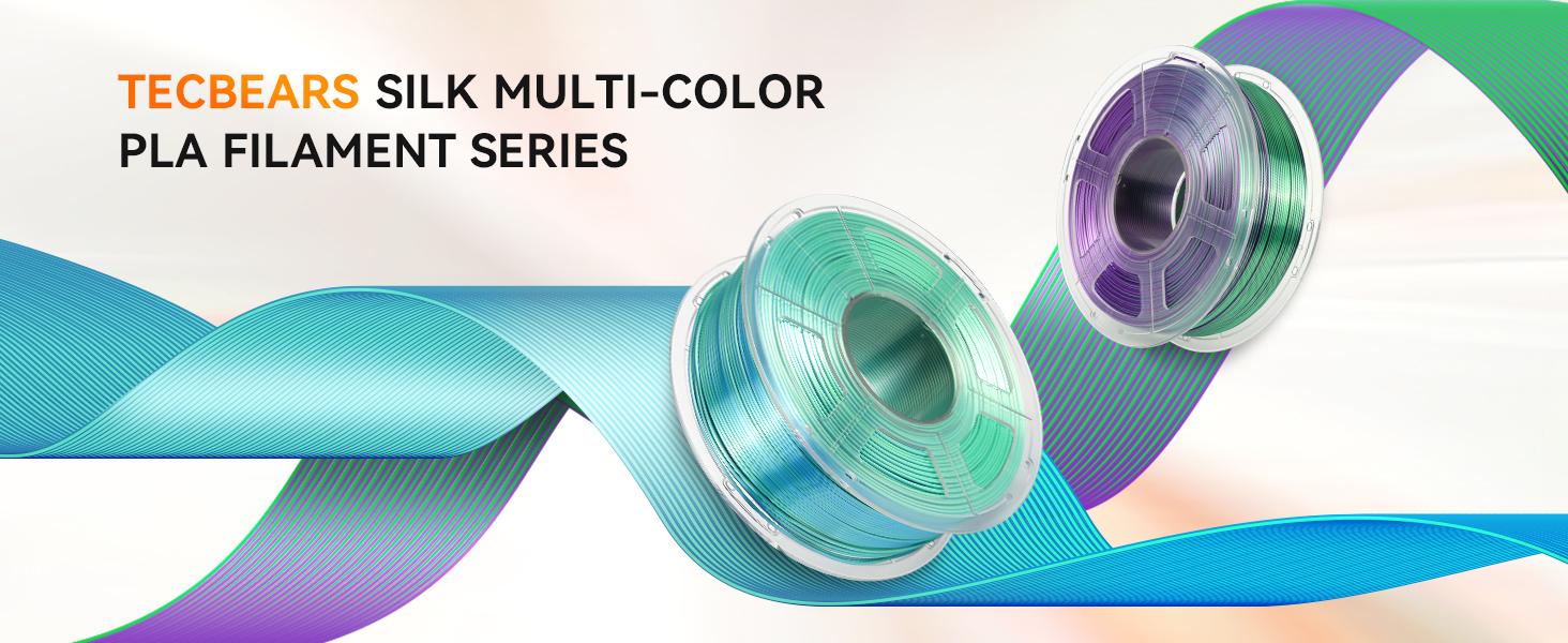 TECBEARS Silk PLA Filament, Tri Color PLA Silk Filament 1.75mm 1 kg