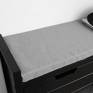 SoBuy FSR63-SCH Sitzkommode Sitzbank Mit Sitzfläche Schuhtruhe Mit Stauraum Garderobenbank Schuhschrank Schwarz BHT Ca.: 91x50x30cm 14 1