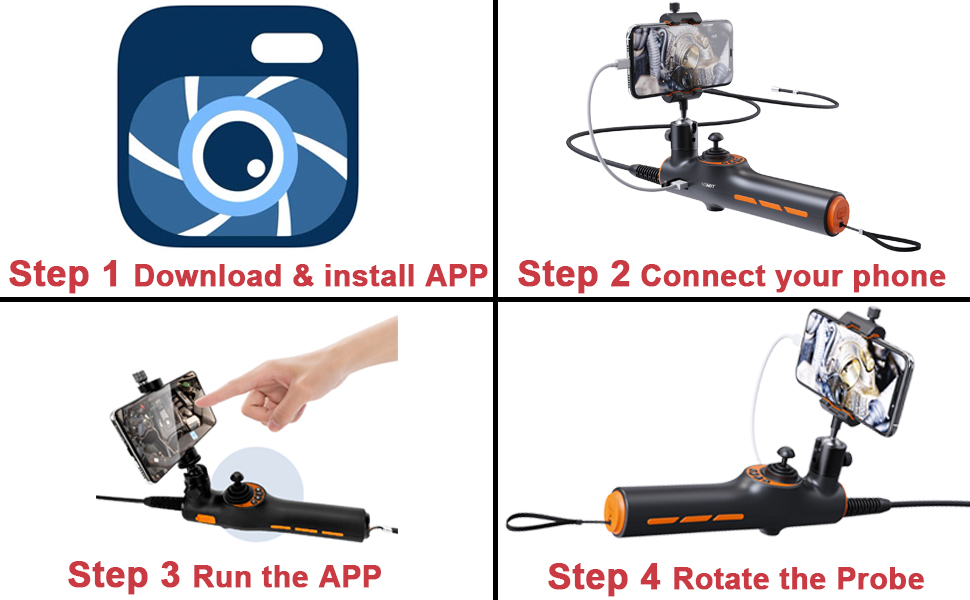 AUTENS 360° Articulating Borescope, Automotive Industrial Endoscope