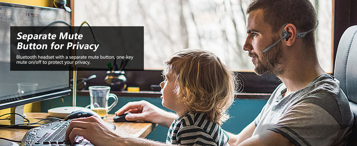 BANIGIPA Bluetooth Headset with Microphone, Open Ear Headphones with Noise Cancelling for Calling