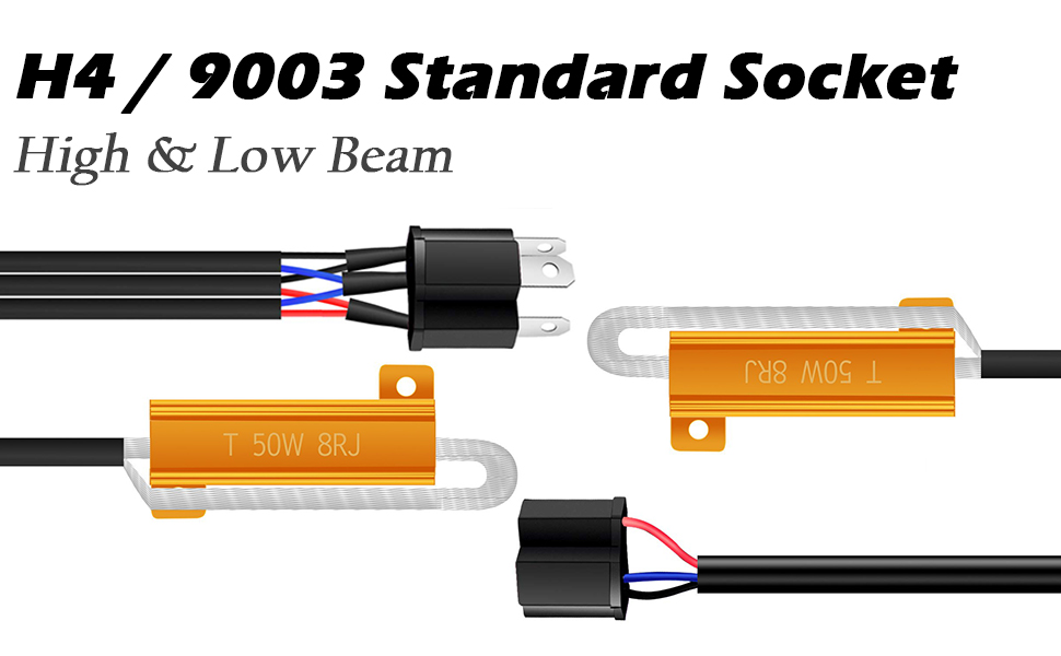 h4 9003 led high and low beam resistor