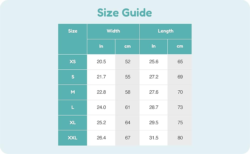 Snuggle and Smooch Size Guide
