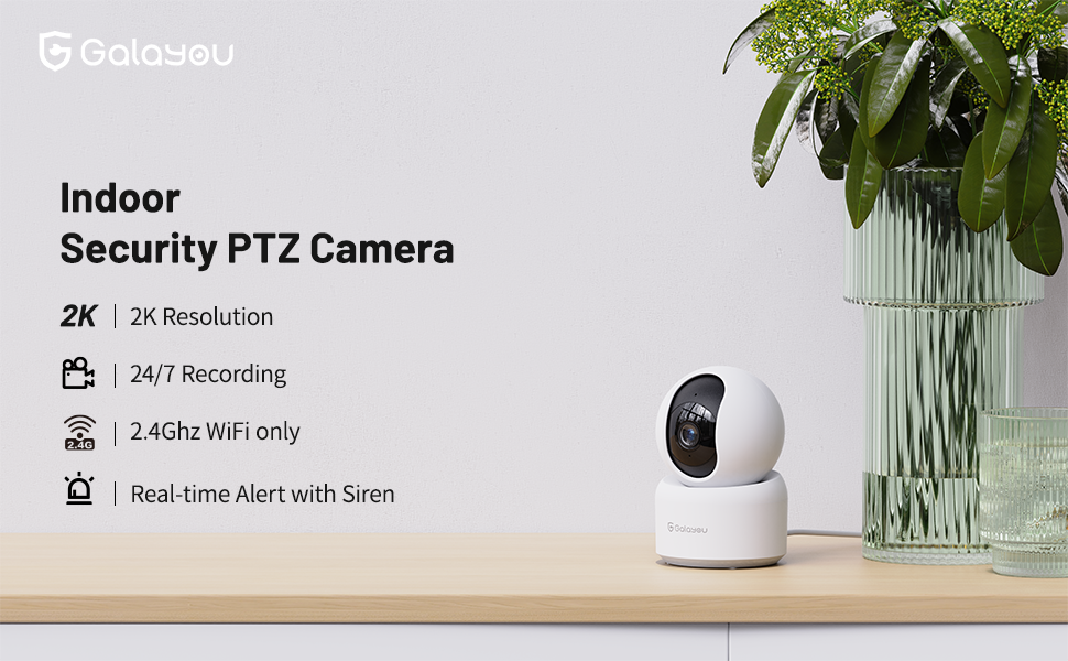 GALAYOU 2K WiFi Pet Camera, Home Security Camera Indoor for Dog, Cat