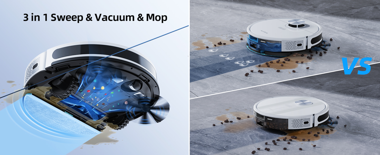 HONITURE Robot Vacuum Cleaner with Mop, 3500pa Robot Hoover with Lidar Navigation, Multi Floor