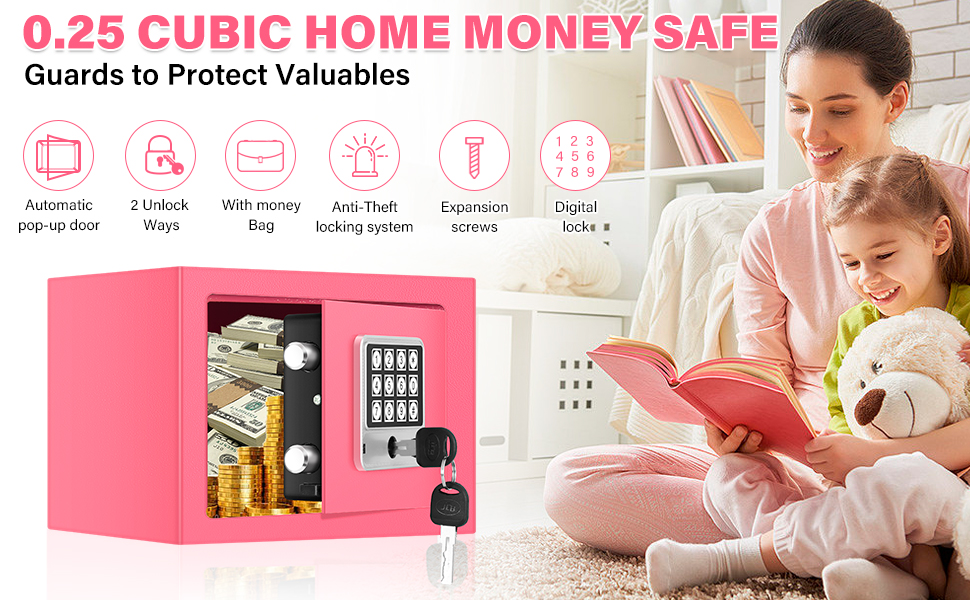 Small Safe Box for Home with Fireproof Money Bag, Fireproof Safe Money