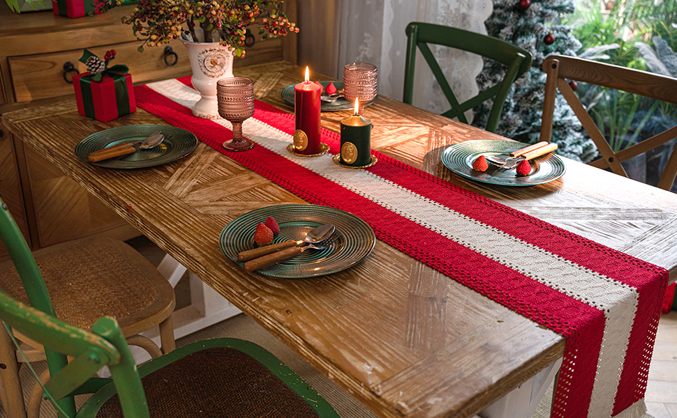Alynsehom Macrame Placemat Set of 4 Beige and Red Boho