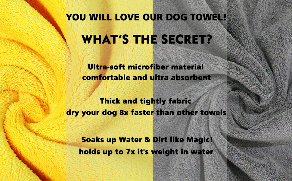 Kwispel Dog Towel for Large Dogs Super Absorbent Microfiber Dog Bath