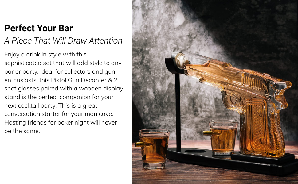 Pistol Whiskey & Wine Decanter by The Wine Savant Pistol