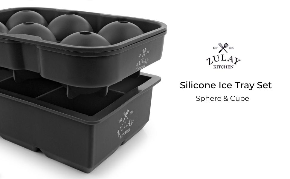 Zulay Kitchen Silicone Ice Cube Trays Set of 2 Large