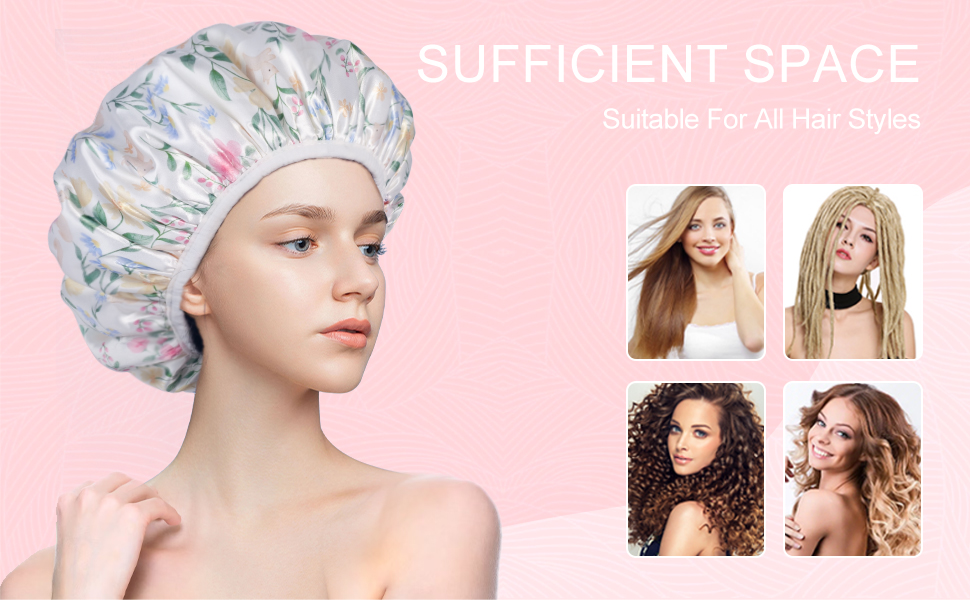 Aquior Shower Cap,Terry Cloth Lined Shower Cap for Women