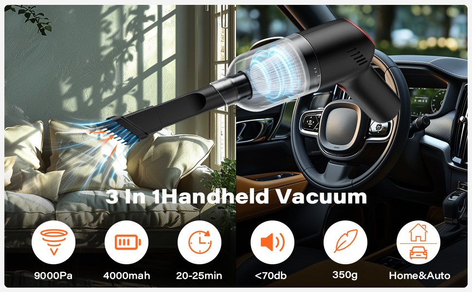 9000Pa APPS2Car 3 In 1 handheld cleaner