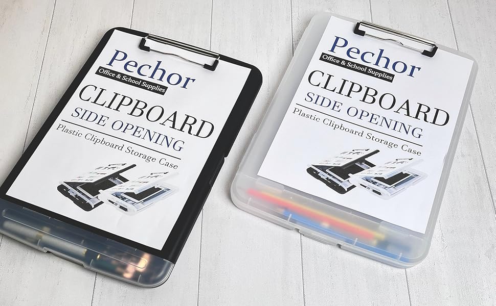 Pechor Plastic Clipboard Storage Box, A4 Clipboards with Separate Pen
