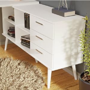  Escrivaninha Mesa de Escritório de Canto 3 Gavetas Branca Lisboa Madesa 